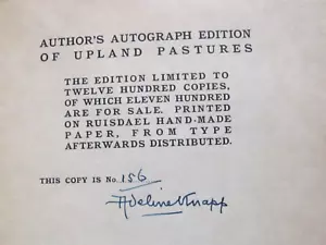 1904 BOOK SIGNED AUTHOR EDITION 156 ADELINE KNAPP SAN FRANCISCO UPLAND PASTURES - Imagen 1 de 8