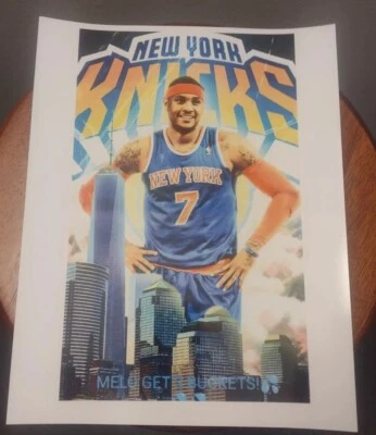 CARMELO ANTHONY KNICKS OLD SCHOOL 8.5x11 GLOSSY 2016 COLOR ART BASKETBALL POSTER - Image 1 of 4