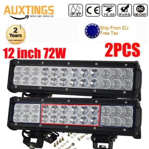 2X 12inch 72W Led Work Light Bar Flood Spot Suv Boat Driving Lamp Offroad 4WD EU - Imagen 1 de 7