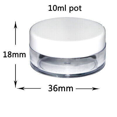 3ml 5ml 10ml Round Plastic Sample Pot Jar Lid Glitter Make Up Cosmetic Travel • 5.55€