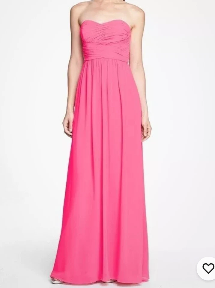 Nuevo sin etiquetas Vestido/Vestido Donna Morgan Stephanie de Gasa Sin Tirantes Rosa Talla 4 Foto 1 de 2