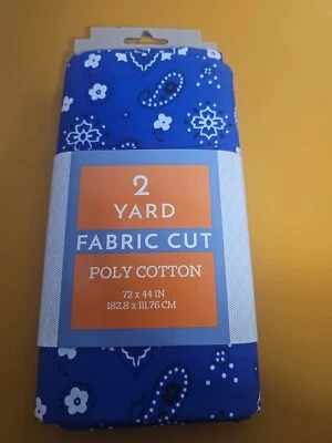 New Blue Bandana Print Fabric 2 Yards Pre-Cut 80/20 Polycotton 2 Yards - Image 1 of 3