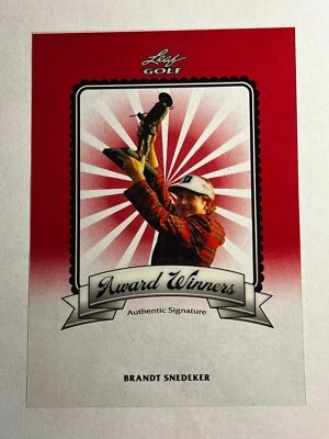 2012 Leaf Metal RED PLASTIC PROOF MISSING AUTO & #/5 Award Brandt Snedeker - Image 1 of 2
