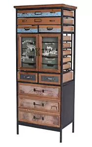 Fabrik Möbel Hochschrank Apothekerschrank Loft Schubladenschrank Vintage Kommode - Bild 1 von 5