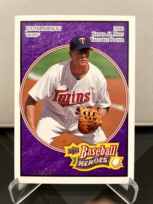 2008 upper deck baseball heroes Justin Morneau #100  Purple 16/25 - Image 1 of 2