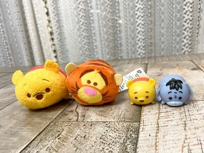 Winnie The Pooh Tsum Tsum Lot of 4 Mini Plush & Vinyl Tigger Eeyore Pooh Bear - Image 1 of 4