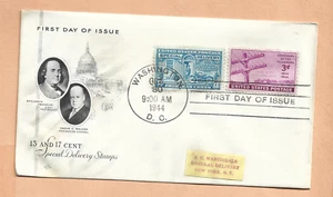 E17 SPECIAL DELIVERY U.S AIR MAIL FDC OCT 30,1944 WASH DC FRANKLIN ART CRAFT - Picture 1 of 1