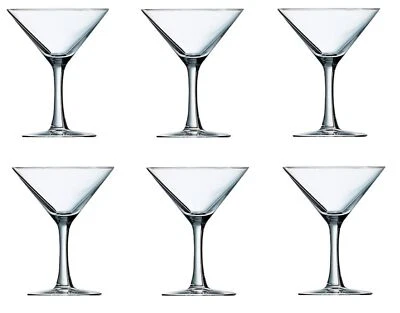 Set Of 6 Luminarc Seattle Martini Glass Clear Cocktail Drinking Glass 225ml 23cl