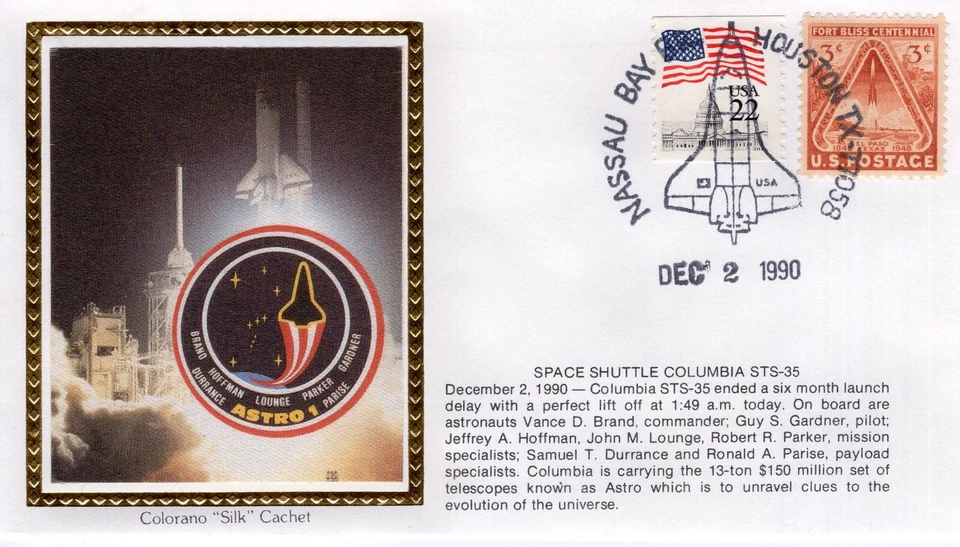 LAUNCH OF SPACE SHUTTLE COLUMBIA STS-35  - HOUSTON, TX  1990  FDC17970 - Image 1 of 1