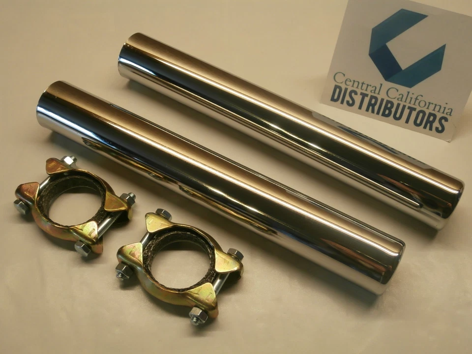 TUBOS DE ESCAPE CROMADOS 250 MM CON ABRAZADERAS (PAR) VOLKSWAGEN T1 BUG BEETLE 1967-1973 Foto 1 de 1