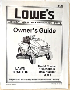 Lowe's Owner's Guide Lawn Tractor Model # 130-659G062 Item # 95188 & More - Picture 1 of 2