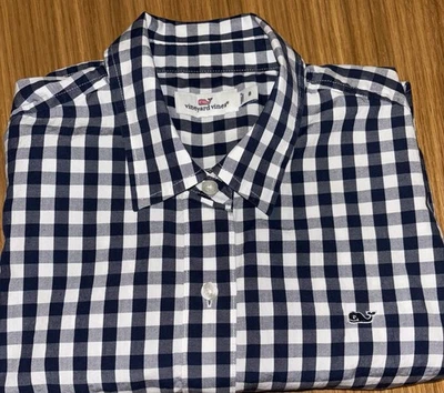 Camisa Vineyard Vines Clásica Azul Marino Guinga A Cuadros Manga Larga Talla 8 Foto 1 de 4