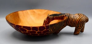 Zebra afrikanische handgeschnitzte Holzschale - einzigartiges Trinkzebra Design 26 cm - Bild 1 von 8