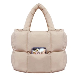Puffer Tote Bag for Women, Lightweight Quilted Puffy Shoulder Handbag with Ad... - Picture 1 of 6