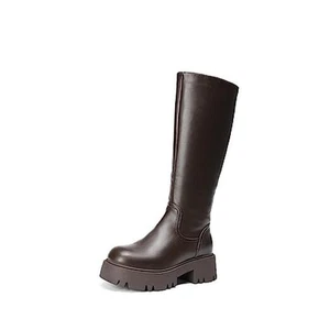 Knee High Boots, Comfortable Chunky Platform Round-Toe Side Zip Boots for - Picture 1 of 7