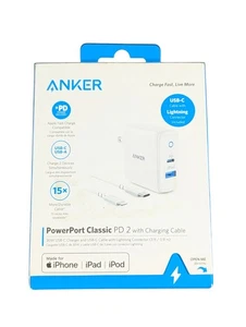 Cc1O Anker Apple Fast Charge Power Port Classic PD 2  w/ 3' Charging Cable White - Picture 1 of 3