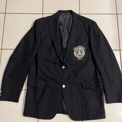 Chaqueta Blazer Vintage 1970 Duke University Lana Azul Marino Gordon-Whitney Van Straaten Foto 1 de 4