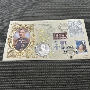Laurence Sinclair Signed King George VI 1996 PNC Cover & Crown Coin Benham FDC - Picture 1 of 3