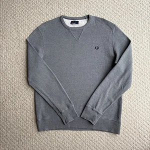 Fred Perry Sweatshirt Crew Neck Pullover Textured Grey Jumper Mens Size Large - Picture 1 of 13