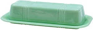 Jadeit Glas Butterdose, 6,75 x 3,25 x 2,25, grün - Bild 1 von 12