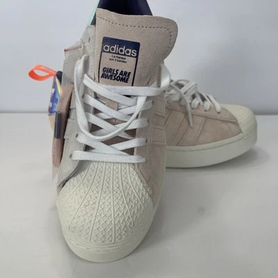 ADIDAS Superstar Pink Gray Platform Girls Are Awesome NWOB Womens 11 - Image 1 of 4