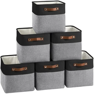 Cube Storage Baskets 6 Pack, 11x11 inch Foldable Cube Storage Bins with Leath... - Bild 1 von 9
