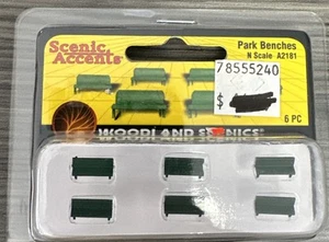Woodland Scenics N Scale A2181 Park Benches 6 PC CC - Picture 1 of 2