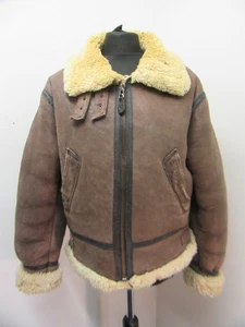 VINTAGE REDSKINS MOTORCYCLE B-3 SHEEPSKIN LEATHER FLYING JACKET SIZE XL - Picture 1 of 24