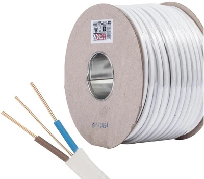 JSUNIVERSE TWIN AND EARTH CABLE LIGHTING ELECTRIC SOCKET WIRE WIRING 1mm 2mm 6mm 10mm WHITE