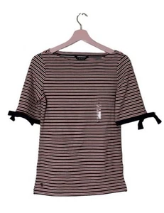 Lauren Ralph Lauren Top Medium Navy Blau Maritim Küste U-Boot Ausschnitt Schleife Ärmel - Bild 1 von 8