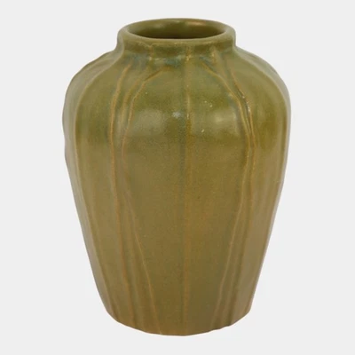 Chicago Crucible Vintage Arts and Crafts Pottery Matte Green Leaf Ceramic Vase - Image 1 of 4