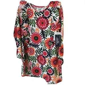 Mommy and Me Floral Dress Girls Size 4 Orange Red Flowers Long Sleeve New $44 - Picture 1 of 5