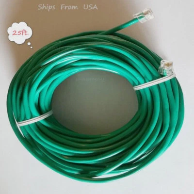 25ft. RJ11 RJ12 CAT5e Green DSL Telephone Data Cable For Centurylink, AT&T, etc - Image 1 of 4