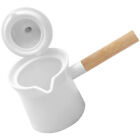 Enamel Milk Pan with Wooden Handle - Mini Cooking Pot for Milk Tea Coffee-RW