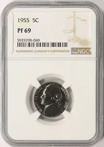 Jefferson Nickel 1955 Proof 5c NGC PF69 - Imagen 1 de 4
