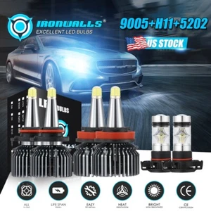 For GMC Sierra 1500 2500HD 3500HD 2007-2019 8-side LED Headlight Fog Light Bulbs - Picture 1 of 17