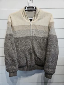 Vintage Alafoss Icewool Reversible Wool Sweater Bomber Coat Jacket Mens Medium - Picture 1 of 7