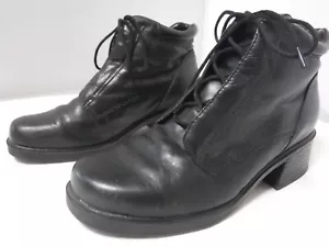 PM3 VTG 90s Y2K Earth Spirit Gelron 2000 JOAN Chunky Heel Black Combat Boot Sz 8 - Picture 1 of 12