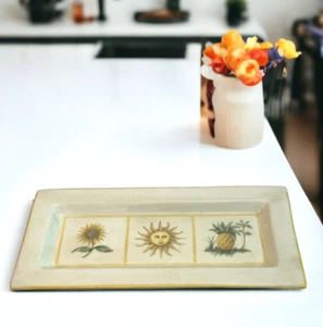 Williams Sonoma Serving Platter Verano Tile Rectangle Ceramic Sun Pinapple 17" - Picture 1 of 7