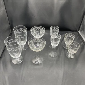 Fostoria GADROON 2 Water Goblet 2 Champagne 2 Wine 2 Shot Glasses - Picture 1 of 9