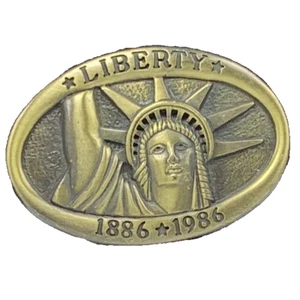 Hebilla de cinturón de colección latón macizo de colección Estatua de la Libertad 1886 a 1986 EE. UU. CON estrellas - Imagen 1 de 2