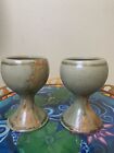 Antique Handmade Signed Pottery Or Stone Goblet (a Pair)
