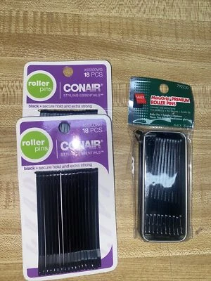 Lot Of 3 Conair & Sally Roller Pins Black #55300WG, 792230, 56 Total - Image 1 of 4