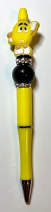Beaded Pen, “M&M Yellow” Black ink, Free Extra Ink Refill - Picture 1 of 3