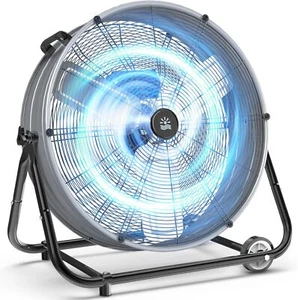 24inch Industrial Drum Fan-8900CFM Heavy Duty Barrel Floor Shop Fans-3 Speed Hig - Picture 1 of 7