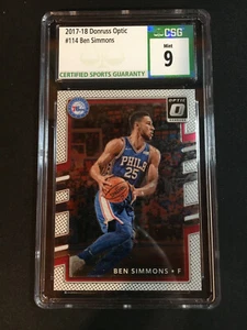 2017-18 PANINI NBA BBall DONRUSS OPTIC PRIZM Card #114 BEN SIMMONS * CSG 9 Mint - Picture 1 of 10