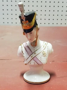 Antique Porcelain Hand Painted French Soldier Bust Figurine Gold Trim - Picture 1 of 12