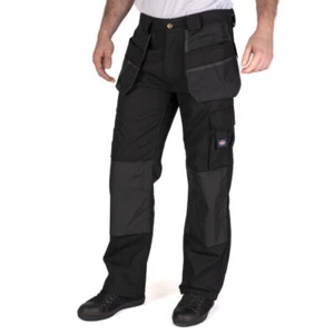 LCPNT216 Lee Cooper Hombre Elastizado Ropa de Trabajo Pantalones con Bolsillos para Funda - Negro - Imagen 1 de 3