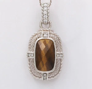 Classic Judith Ripka Tiger Eye Sterling Silver Pendant - Picture 1 of 8