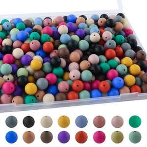 170Pcs 15mm Silicone Beads, Silicone Beads for Keychain Making Silicone Focal... - Picture 1 of 7